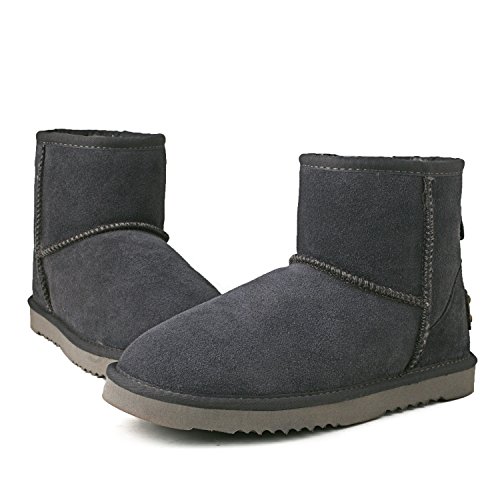 Shenduo Zapatos Invierno clásicos - Botas de Nieve de Piel de caña Baja Impermeable Antideslizante para Mujer D5154 Gris 40