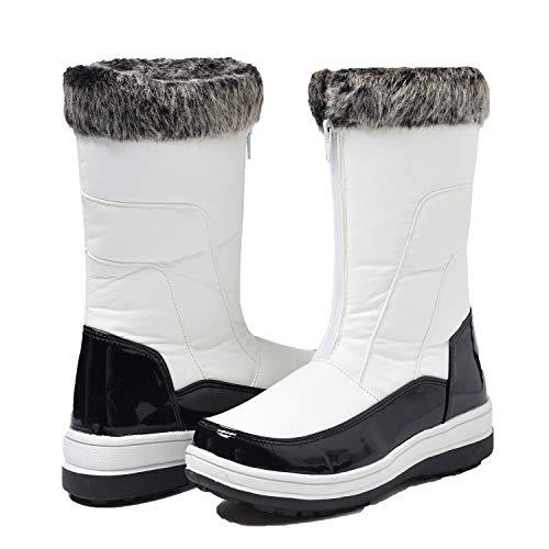 Shenji Zapatos de Invierno - Botas de Nieve con Cremallera para Mujer H7628 Blanco 37