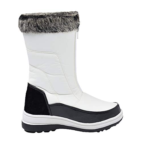 Shenji Zapatos de Invierno - Botas de Nieve con Cremallera para Mujer H7628 Blanco 37
