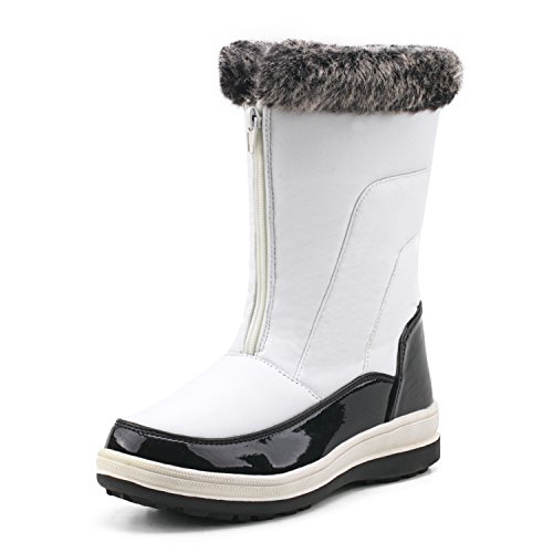 Shenji Zapatos de Invierno - Botas de Nieve con Cremallera para Mujer H7628 Blanco 37