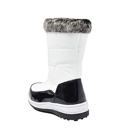 Shenji Zapatos de Invierno - Botas de Nieve con Cremallera para Mujer H7628 Blanco 37