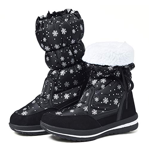 Shenji Zapatos de Mujer de Invierno - Botas de Nieve Media Pierna Antideslizante H20612 Negro 38