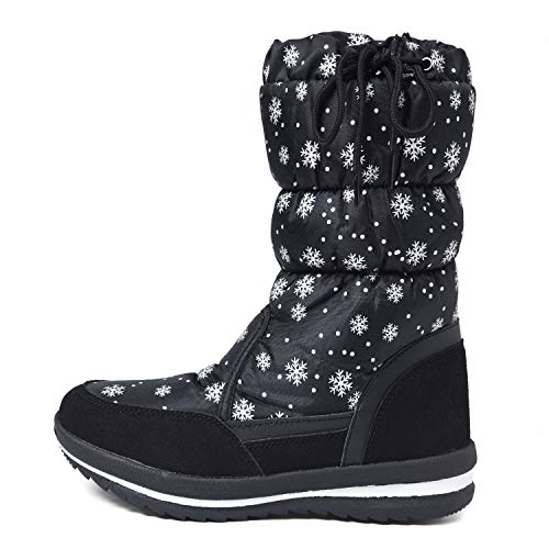 Shenji Zapatos de Mujer de Invierno - Botas de Nieve Media Pierna Antideslizante H20612 Negro 38