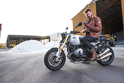 SHIMA Thomson, Zapatos Moto Hombre | Reforzados Zapatos Moto de Cuero, Soporte para el Tobillo, Suela Antideslizante, Mango de Cambio de Marchas (Marrón, 44)