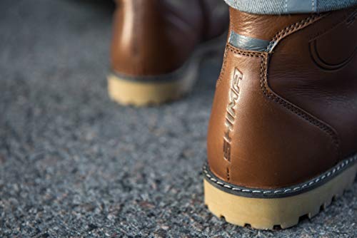 SHIMA Thomson, Zapatos Moto Hombre | Reforzados Zapatos Moto de Cuero, Soporte para el Tobillo, Suela Antideslizante, Mango de Cambio de Marchas (Marrón, 44)
