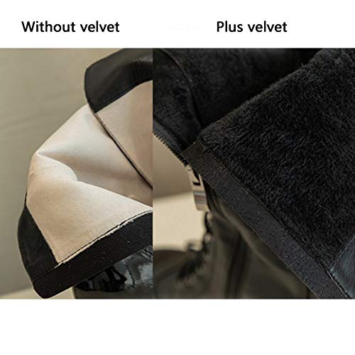 Shinelyf Classico Mujer Martin Botas Moda Largo Boots hasta La Rodilla Comodas Botines Ajustables Estables Buena Elasticidad,Long Without Velvet,38