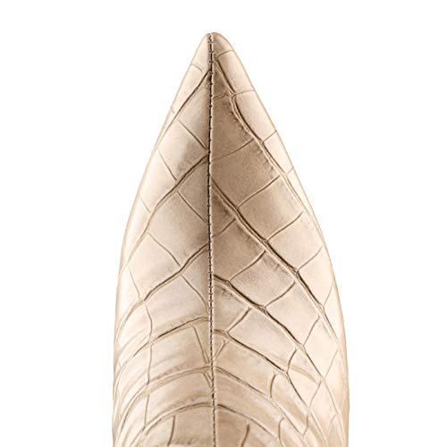 Shinelyf Largo Boots Botas Mosqueteras Mujer Cómodos Y Transpirables Fáciles De Poner Ligero Y Resistente con Cremallera Buena Elasticidad,Beige,39