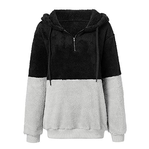 SHOBDW Liquidación Venta Mujer Sudadera con Capucha Suelta Tallas Grandes Jersey de Mujer Jersey otoño Invierno Manga Larga Remata Abrigo cálido (XL, S-Negro)