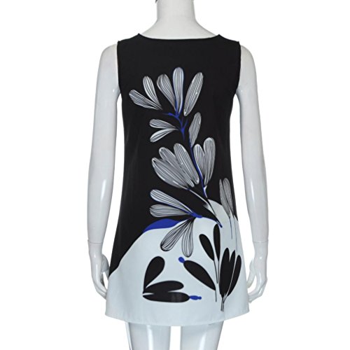 SHOBDW Vestido Corto sin Mangas con Estampado de Playa de Verano sin Mangas de la impresión del Verano Boho de Las Mujeres Boho (3XL, Blanco-8)