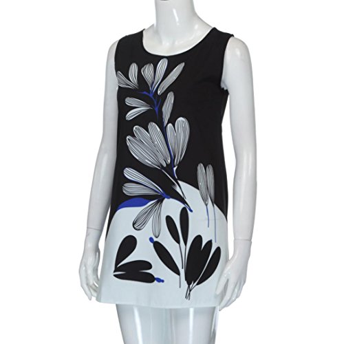 SHOBDW Vestido Corto sin Mangas con Estampado de Playa de Verano sin Mangas de la impresión del Verano Boho de Las Mujeres Boho (3XL, Blanco-8)