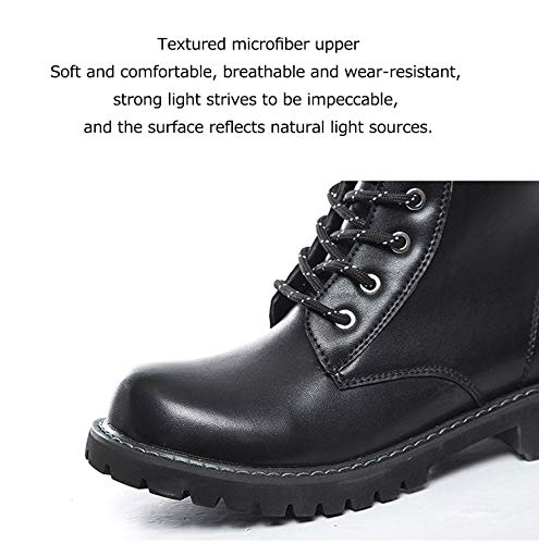 shoe Botas Martin de Cuero para Hombres, Botas de Combate Punk Antideslizantes para Exteriores, Botas de Motocicleta de caña Alta con Hebilla con Cordones Informales Negros