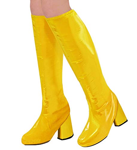 shoperama 60 y 70 fundas para botas de mujer, brillante, accesorio para disfraz, color amarillo