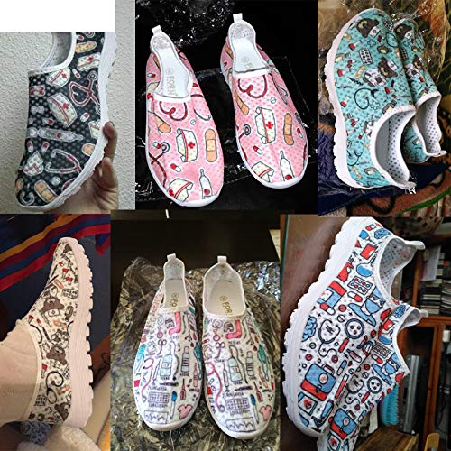 Showudesigns Enfermera Deportivos Sanitarios Mujer Deportiva Enfermero sin Cordones Zapatillas de Caminar Planas de Malla Transpirable Casual Zapatos de Trabajo EU 39