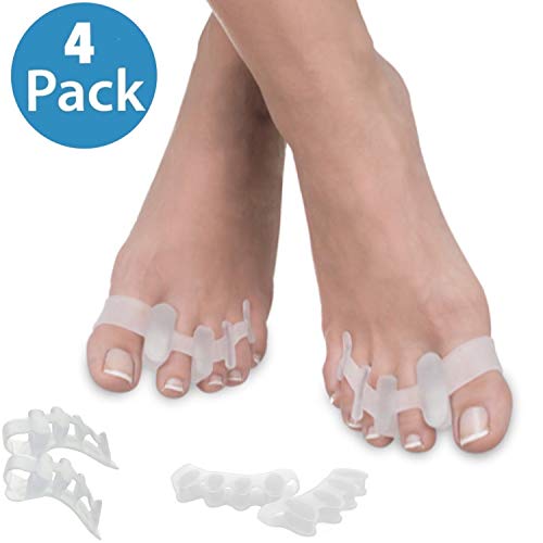 SiaMed 4x Separadores de Dedos del Pie de Gel para Hallux Valgus - Hammer Tratamiento de los Dedos del Pie - Alivio de la Dolor en el Pie - Super suave, cómodo y duradero - BPA Free