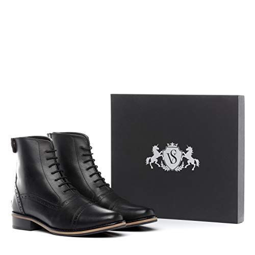 SID & Van Jodhpur - Botines de equitación unisex de piel auténtica, color Negro, talla 37 EU