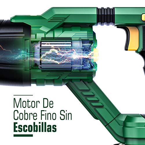 Sierras sable 18V brushless, POPOMAN Sierra Sable sin cables batería de 4.0Ah, velocidad 0-2500 SPM, con LED, carrera de corte 28 mm, 2 cuchillas para cortes sofisticados y diferentes materiales.