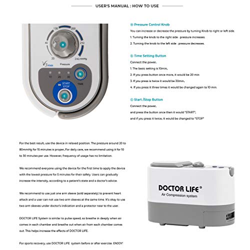 Sistema de compresión de recuperación por DOCTOR LIFE: bomba de compresión, botas de recuperación, manga del brazo, manga de la cintura. (Tamaño de las botas : L)