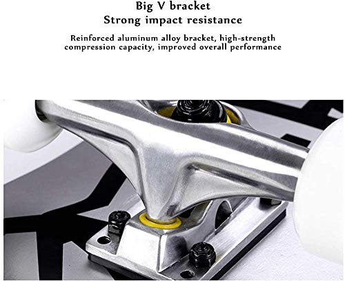 Skateboards - Tabla de patinaje completa de 78,7 cm, doble patada 8 en 1, 9 capas, madera de arce canadiense, trucos para adultos, para principiantes, adultos, niños, monopatín, ruedas ensanchadas