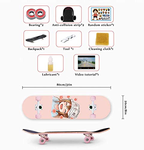 Skateboards - Tabla de patinaje completa de 78,7 cm, doble patada 8 en 1, 9 capas, madera de arce canadiense, trucos para adultos, para principiantes, adultos, niños, monopatín, ruedas ensanchadas