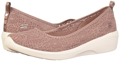 Skechers Arya-Airy Days, Bailarinas con Punta Cerrada Mujer, Multicolor (MVE Black Crochet/Trim), 41 EU