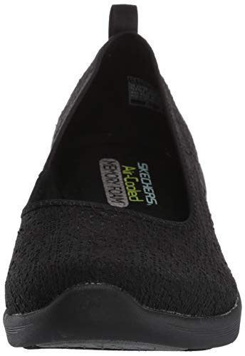 Skechers Arya-Airy Days, Bailarinas con Punta Cerrada Mujer, Negro (BBK Black Crochet/Trim), 38 EU