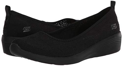 Skechers Arya-Airy Days, Bailarinas con Punta Cerrada Mujer, Negro (BBK Black Crochet/Trim), 38 EU