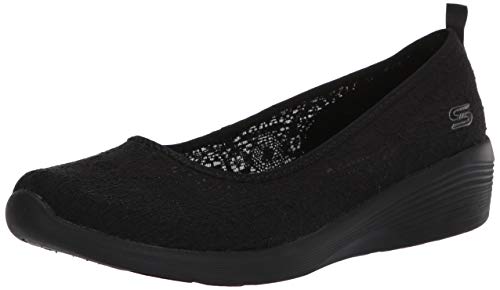 Skechers Arya-Airy Days, Bailarinas con Punta Cerrada Mujer, Negro (BBK Black Crochet/Trim), 38 EU