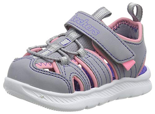 Skechers C-Flex Sandal 2.0, Sandalias de Gladiador Niñas, Gris Gray PU Hot Pink Trim Gypk, 24