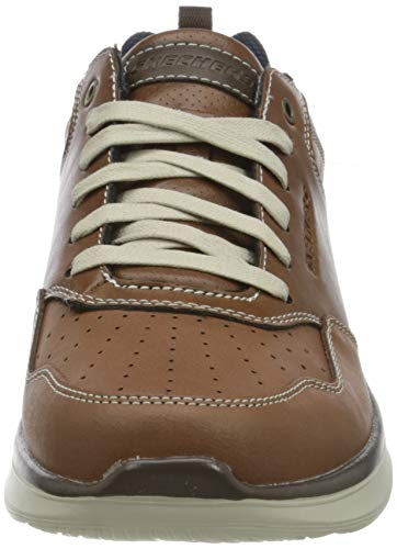 Skechers Delson 2.0-Planton, Zapatillas Hombre, Brn Black Leather, 47.5 EU