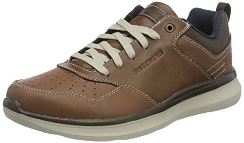 Skechers Delson 2.0-Planton, Zapatillas Hombre, Brn Black Leather, 47.5 EU