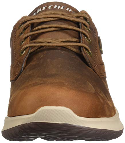 Skechers Delson-Antigo, Zapatos de Cordones Oxford Hombre, Marrón (CDB Black Leather), 44 EU