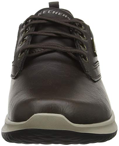 Skechers Delson-Antigo, Zapatos de Cordones Oxford Hombre, Negro (Choc Black Leather), 41 EU
