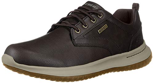 Skechers Delson-Antigo, Zapatos de Cordones Oxford Hombre, Negro (Choc Black Leather), 41 EU