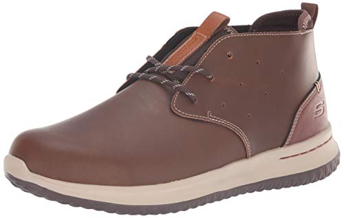 Skechers Delson-Clenton, Botas Chukka Hombre, Marrón (Brn Black Leather), 40 EU