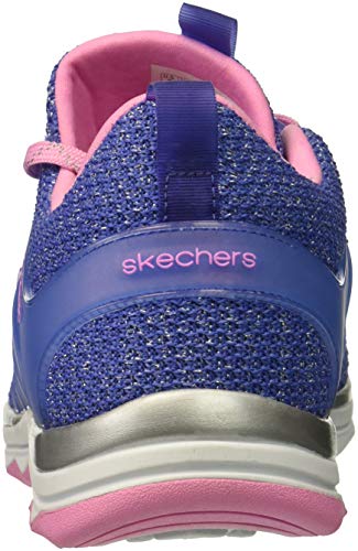 Skechers Diamond Runner Sprint, Zapatillas Deportivas para Interior Mujer, Azul (BLPK Black & Silver Sparkle Knit/Lavender Trim), 38 EU