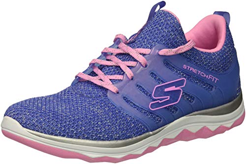 Skechers Diamond Runner Sprint, Zapatillas Deportivas para Interior Mujer, Azul (BLPK Black & Silver Sparkle Knit/Lavender Trim), 38 EU
