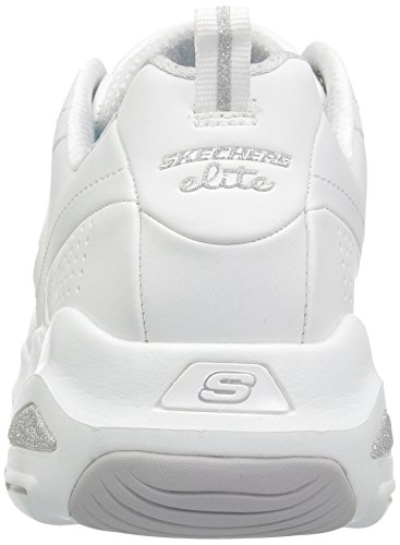 Skechers D'Lite Ultra-Illusions, Zapatillas Deportivas, Multicolor (WSL White Leather/Silver Trim #L), 36 EU