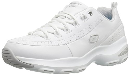 Skechers D'Lite Ultra-Illusions, Zapatillas Deportivas, Multicolor (WSL White Leather/Silver Trim #L), 36 EU