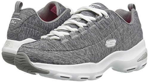 Skechers D'Lite Ultra-Meditative, Zapatillas Mujer, Gris (GRY Gray Heathered Mesh/White & Silver Trim), 38 EU