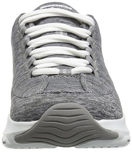 Skechers D'Lite Ultra-Meditative, Zapatillas Mujer, Gris (GRY Gray Heathered Mesh/White & Silver Trim), 38 EU