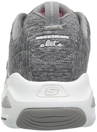 Skechers D'Lite Ultra-Meditative, Zapatillas Mujer, Gris (GRY Gray Heathered Mesh/White & Silver Trim), 38 EU