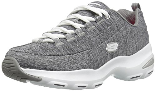 Skechers D'Lite Ultra-Meditative, Zapatillas Mujer, Gris (GRY Gray Heathered Mesh/White & Silver Trim), 38 EU
