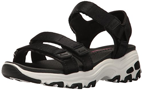 Skechers D'LITES Fresh Catch, Sandalia Mujer, Black, 39 1/3 EU