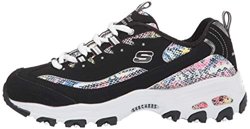 Skechers D'Lites, Zapatillas Mujer, Negro Trubuck Multi Durasnake Borde Blanco, 39 EU