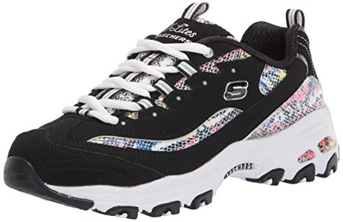 Skechers D'Lites, Zapatillas Mujer, Negro Trubuck Multi Durasnake Borde Blanco, 39 EU