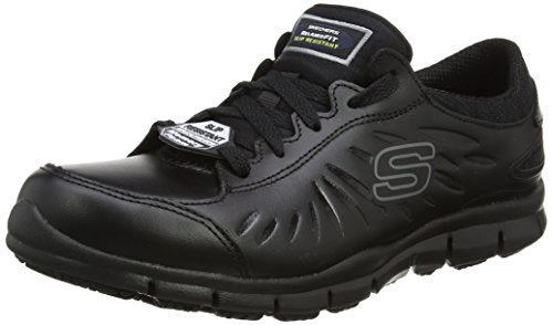 Skechers Eldred, Zapatos de Seguridad Mujer, Negro (BLK Black Leather), 38 EU