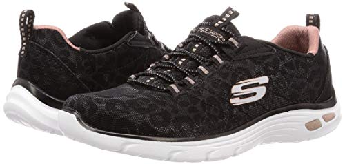 Skechers Empire D'Lux-Spotted, Zapatillas Mujer, Negro (BKRG Black Mesh/Rose Gold Trim), 38 EU