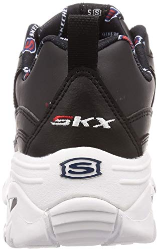 Skechers Energy-Retro Vision, Sandalias con Punta Cerrada Mujer, Negro Cuero Rojo Blanco Trim BKW, 40 EU