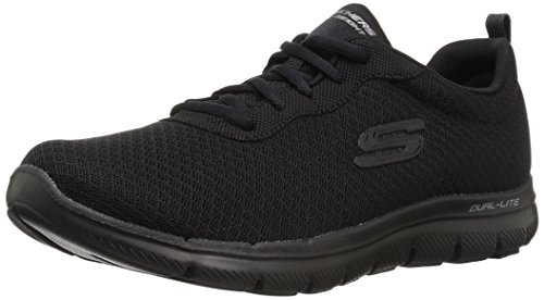 Skechers Flex Appeal 2.0-Newsmaker, Zapatillas Mujer, Negro (BBK Black Mesh/Duraleather/Trim), 38 EU
