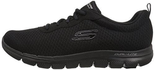 Skechers Flex Appeal 2.0-Newsmaker, Zapatillas Mujer, Negro (BBK Black Mesh/Duraleather/Trim), 38 EU
